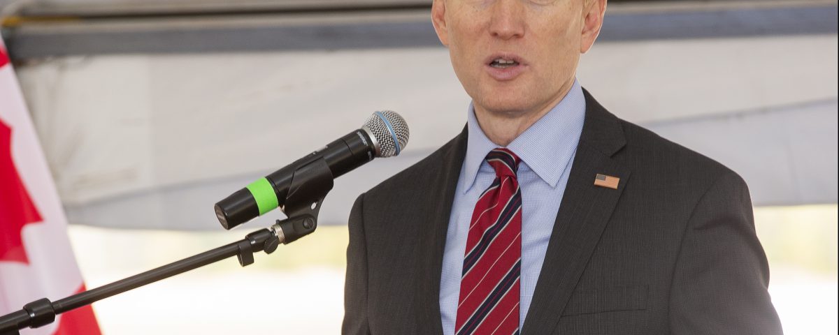 Senator James Lankford speaks during a during a groundbreaking event for Pro Pipe at Iron Horse Industrial Park in the Citizen Potawatomi Nation,